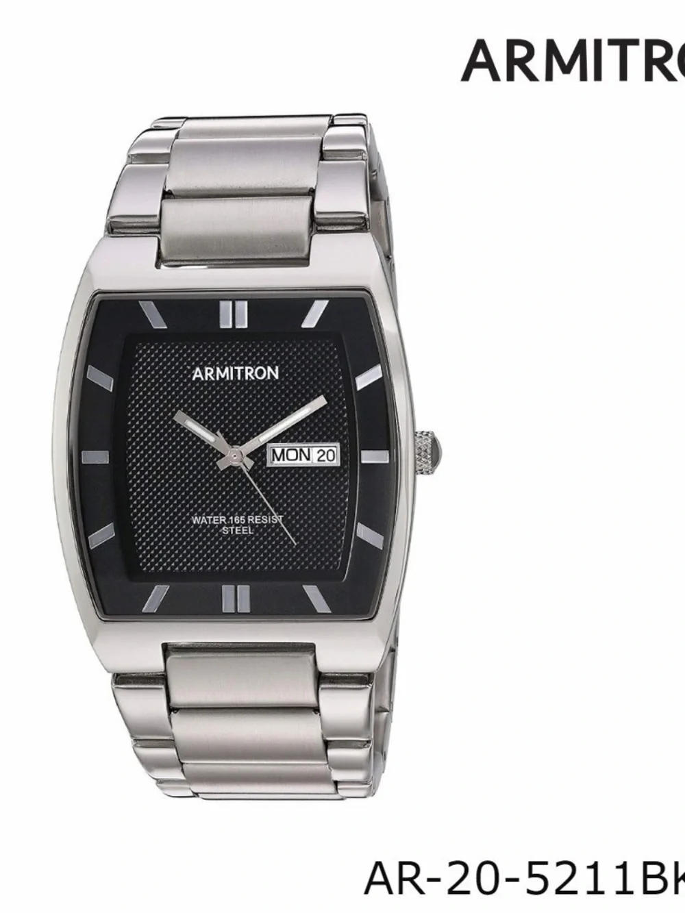 Armitron Men's Silver all Stainless Steel Watch with Black Dial